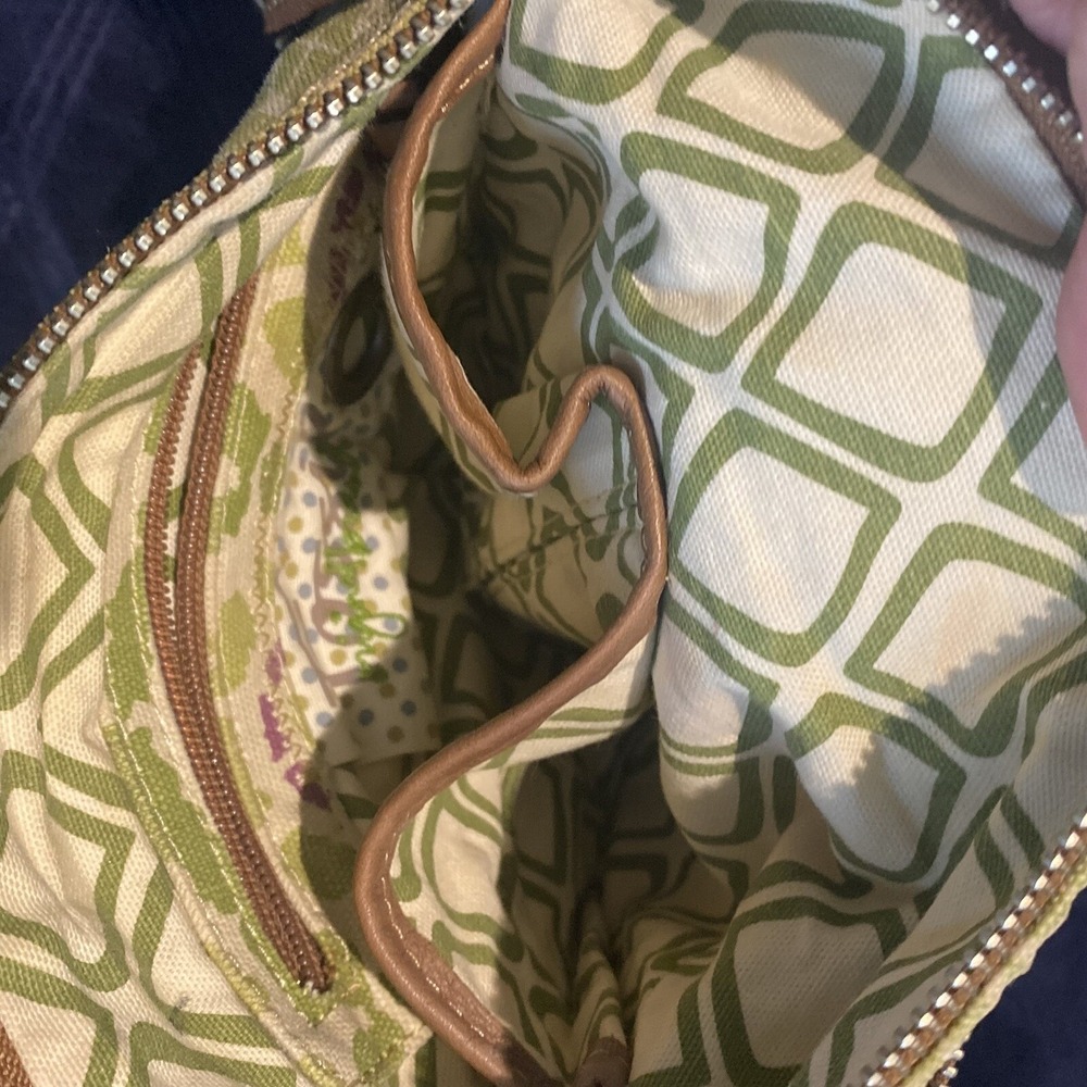 Fossil Canvas & Leather Crossbody Floral Diamond Bag Purse Removable Strap - Picture 13 of 16